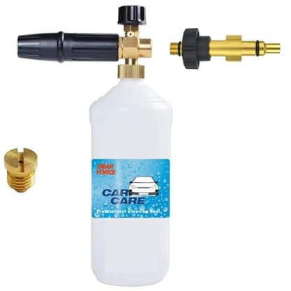 BEAR FORCE Pressure Washer Snow Foam Lance with 1.25mm Stainless Steel Nozzle, 1L Bottle, Adjustable Foam Gun, Compatible with Lavor, Lavorwash, Vax, Champion, Sterwins High Pressure Washers