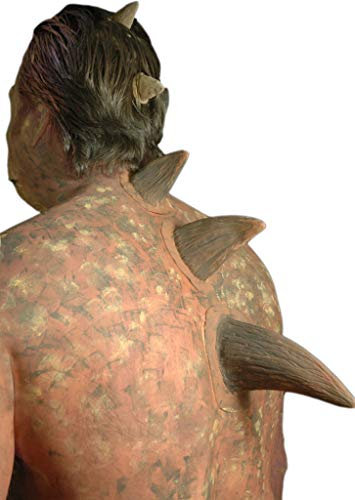 Maskworld DREI große Echsen-Hörner mit Kleberand aus Latex - Ocker/Braun - Kostüm-Zubehör für Halloween, Karneval & Horror-Party