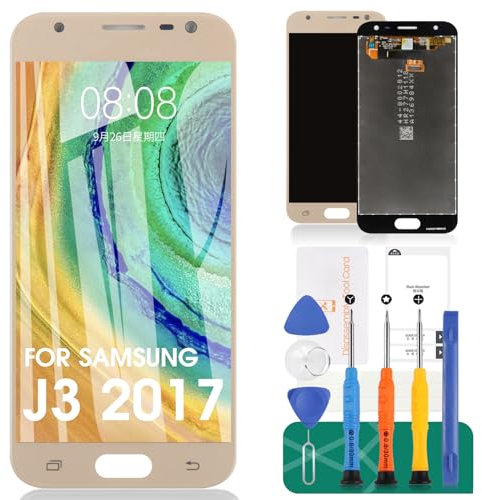 SRJTEK Vetro di ricambio completo per Samsung Galaxy J3 2017 J330 / J3 Pro 2017 J330 DUOS J330G J330L J330F J330FN J330DS J3300 5 LCD Display Touch Screen Digitizer Glass Assembly (oro)
