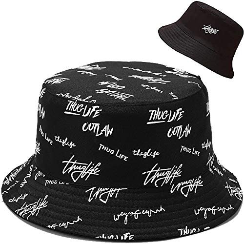 XYIYI Buchstabe Schwarz Reversibel Fischerhüte Anglerhut Sonnenhut Für Damen Mädchen