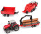 Bburago B18-31668 Tracteur agricole Massey Ferguson 8740S avec 3 remorques Rouge