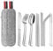 2 Pack Travel Cutlery Set, 8pcs Stainless Steel Portable Reusable Flatware Set Utensils Dinnerware with Fork, Knife, Spoon, Straws, Chopsticks, Cleaning Brush, Carrying Case