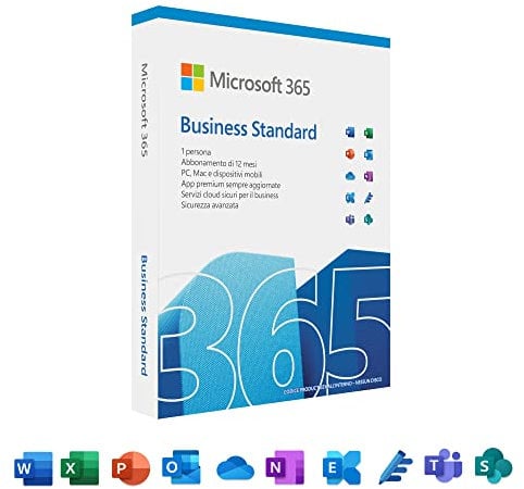 Microsoft 365 Business Standard - 1 utente - 5 PC/Mac +5 Tablet + 5 Telefoni cellulari - Abbonamento di 12 mesi