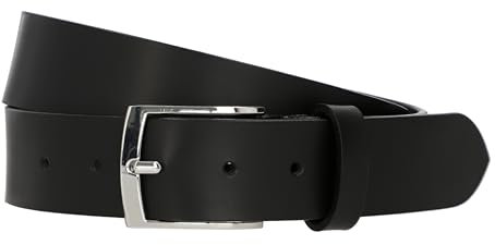Gusti Echt Leder Gürtel - Kaj Ledergürtel mit silbernen Schnalle Belt Businessgürtel Arbeitsgürtel Schlicht Damen Herren Schwarz 90cm