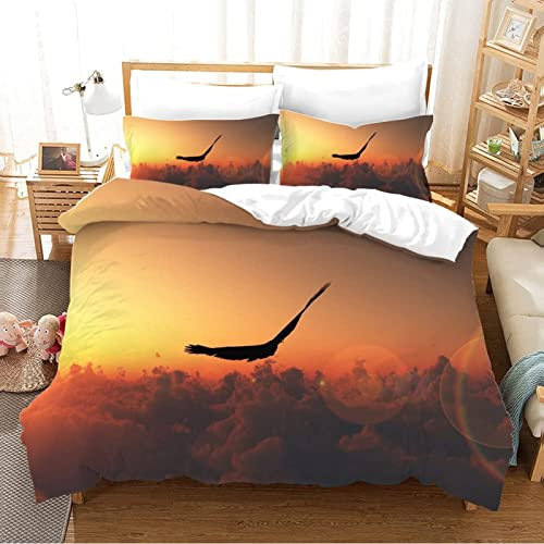 YZQGLHP Bettwäsche 135x200 2 teilig Bettbezug Set Adler 100% Mikrofaser Bettbezug Bettgarnitur mit Reißverschluss,Bettdecken Bezug & Kissenbezug 80x80 cm