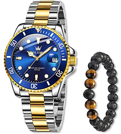 Raitown Uhren Herren Wasserdicht Multifunktional Analog Quarz Uhr Geschäft Stylisch Lässig Leuchtend Edelstahl Armbanduhr für Männer