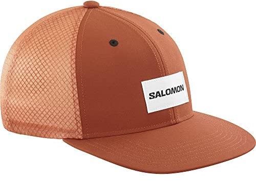 Salomon Trucker Cap Unisex, mutig aber vielseitiger Stil, recyceltes Material, Komfort und Atmungsaktivität, Orange, L/XL