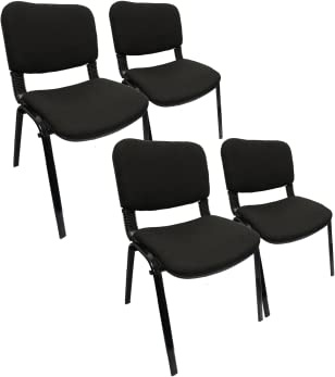 Meta Office Heavy Duty Stackable Guest & Reception, Office Chairs for home, Black Frame (4, Black)