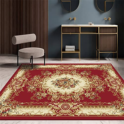 PHLCF Flair Rugs Teppich Läufer Rot Retro Wohnzimmer Schlafzimmer Esszimmer Umweltschutz Sicherheit rutschfest Langlebig Bettvorleger 120X200cm
