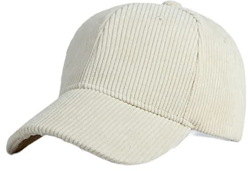 GIBZ Cappellino da Baseball Classic Unisex, Cappello da Sole in Velluto a Coste Regolabile con Visiera Curva, Berretto per Sport, Bianco