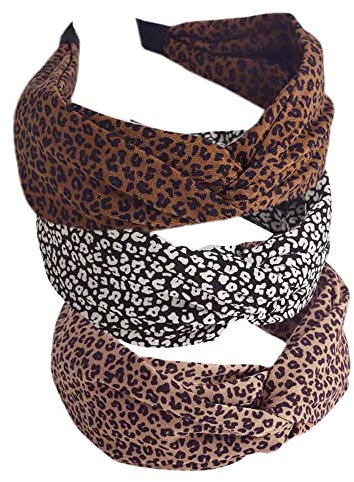 Serre-tête large en tissu motif léopard pour femme et fille