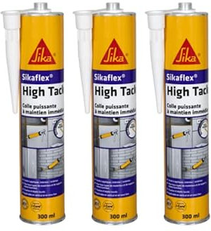 SIKA Lot de 3 Mastic-Colle à Prise Rapide Sikaflex High Tack - Blanc - 300ml