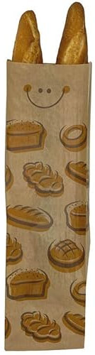 BALSAT Bolsa Papel Kraft Panaderia Varios Tamaños, Impresa con estampado Generico de Panaderia, Bolsas para panaderia (18x51 cm (2 Barras normales) x 1000 ud.)