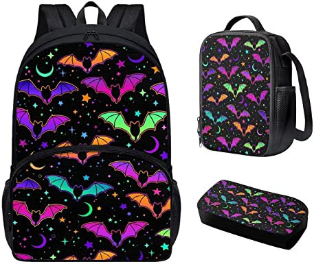 Showudesigns Mochila infantil con lonchera para niños, estuche escolar, Galaxy Bat, talla única