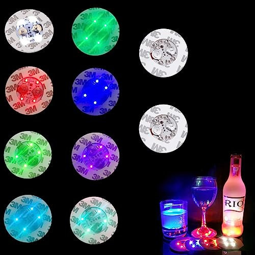 Niziroo LED sous-Verres Autocollants Lumineux : 10pcs sous-Verres LED, Autocollants LED, Autocollants LED, 7 Couleurs LED sous-Verres, Autocollants LED Auto-adhésifs, café, thé, bière, Tasses