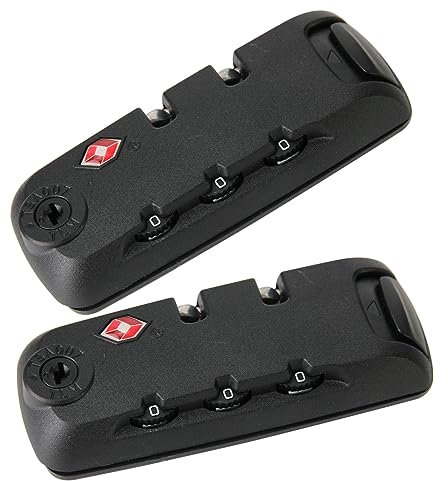Ech.Apr Confezione da 2 serrature TSA per bagagli, approvate TSA, piccole serrature da viaggio con combinazione per bagagli, zaini, valigie (nero A)