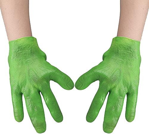 Halloween Cosplay Alien Hände Handschuhe Gruselige Latexhandschuhe Realistische Horror Monster Kostüm Cosplay Requisiten Handschuhe, Grün , Large