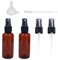 MAXQUU 2 botellas vacías de plástico ámbar de 60 ml con 2 puntas de pulverización, 1 embudo, cuentagotas de plástico de 1 ml, juego de botellas de spray para aceite esencial, perfume, laca para el