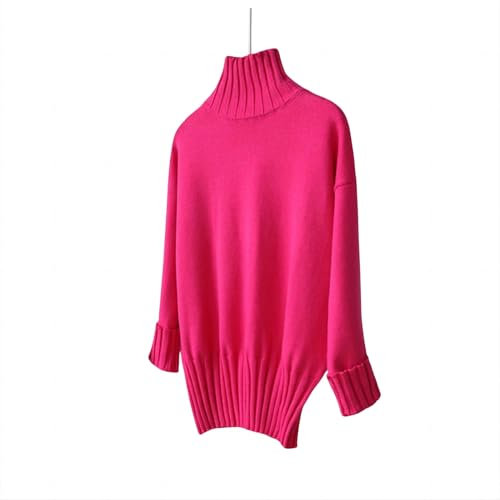 CBLdF Pull Femme Tapis À Col Roule-Rose Rouge-S