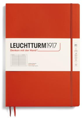 LEUCHTTURM1917 370269 Notizbuch Master Slim (A4+), Hardcover, 123 nummerierte Seiten, Fox Red, liniert