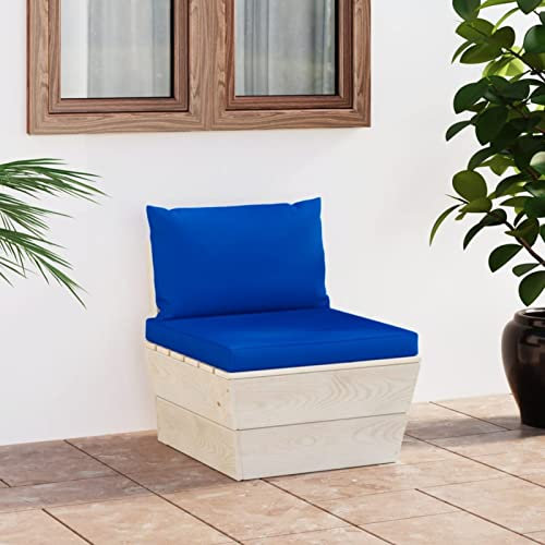 ZEYUAN Garten-Paletten-Mittelsofa mit Kissen, Garten Loungemöbel, Lounge Sofa Outdoor, Gartensofa, Gartenlounge, Balkon Set Möbel, Imprägniertes Fichtenholz