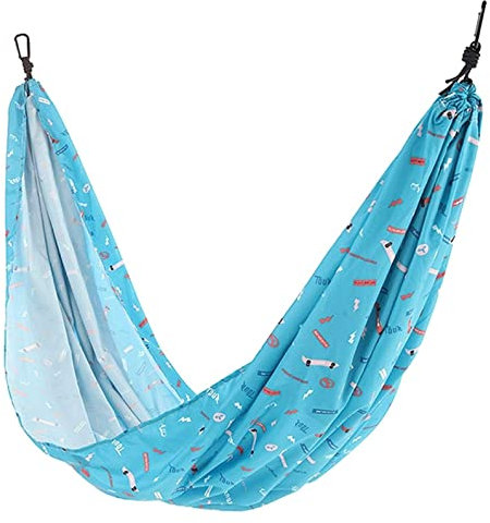 Camping Hängematte Tragbarer Hängematten-Druck-Hängesessel, verstellbare Haken, einfach zu verstauen, für Garten, Hof, Balkon, Camping, Reisen Fallschirm Hängematte (Color : Blue)