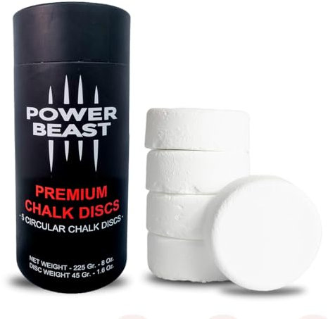 POWER BEAST 5 Blocco di Gesso Circolari, Chalk Block, Blocco di Magnesio, Gesso Sportive, Cross Training Grip, Sollevamento Pesi, Boulder, Arrampicata, Paddle, PoleDance.