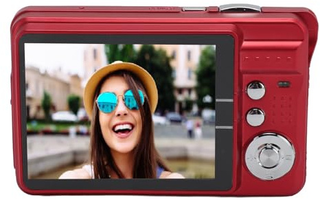4K 48MP Digitalkamera, Reisekamera für, Vlogging-Kamera mit 8-fachem Digitalzoom, Autofokus-Anti-Shake-Taschen-Kompaktkamera mit Fülllicht, 2,7-Zoll-Bildschirm für (Rot)