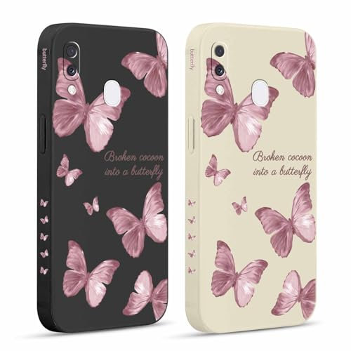 Pnakqil 2 stück Handyhülle für Samsung Galaxy A20e 5,8,Hülle Blitz Schmetterling Bemaltes Muster süß Aesthetic Schön Mädchen Kameraschutz Stoßfeste Case Silikon Schutzhülle Tasche