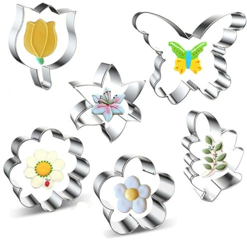 wotoy Lot de 6 emporte-pièces tulipes rose lys fleur de prunier feuille papillon