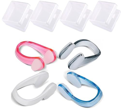 JEYORZY Clip de Nariz de Natación, 4 Piezas Tapones de Nariz de Piscina, Tapones de Nariz de Piscina Clip de Nariz de Natación, Natación para Pinza Nariz Natación Adulto Niños para Principiantes