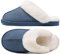 Donpapa Hausschuhe Damen Herren Winter Warme Plüsch with Memory Foam Faux Lammfell Pantoffeln Flauschige Rutschfeste Slippers Indoor Outdoor Concord Blau 38.5-40