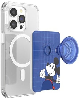 PopSockets Phone Wallet with Expanding Grip and Adapter Ring for MagSafe, Phone Card Holder, Wireless Charging Compatible, Wallet Compatible with MagSafe, Disney - Mod Mickey