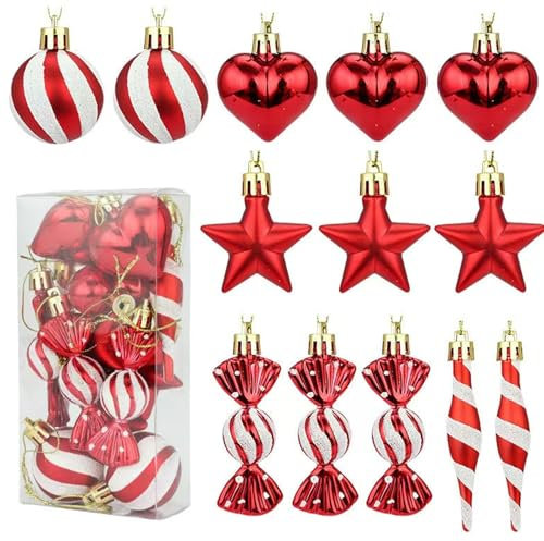 HERZONE weihnachtsanhänger Weihnachtsbaumschmuck Weihnachtsbaumanhänger Weihnachten Deko für Weihnachtsbaum (A-rot)