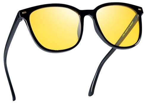 Myiaur Lunettes de vision nocturne pour femme - Lunettes polarisées anti-reflet pour conduite de nuit plus sûre - Verres jaunes carrés pour réduire l'éblouissement des phares