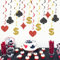 GAKA FAVOR 30 Stücke Casino Spiral Girlande Deko, Poker Wirbel Deckenhänger Schwarz Rot für Casino Party Deko