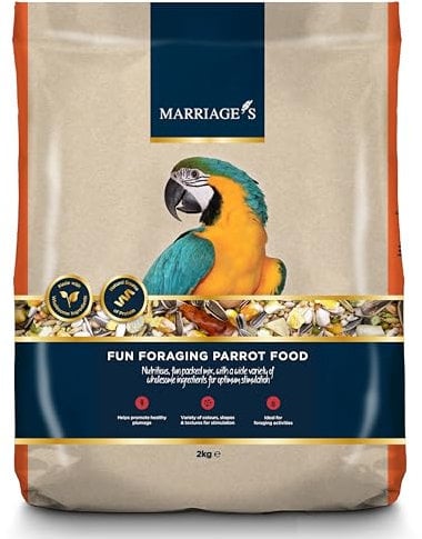 Marriages - Parrot Food 2kg, Parrot Seed with Oats and Peanut Kernels, Wholesome Bird Seed, Bird Food Packed with Fibre and Protein