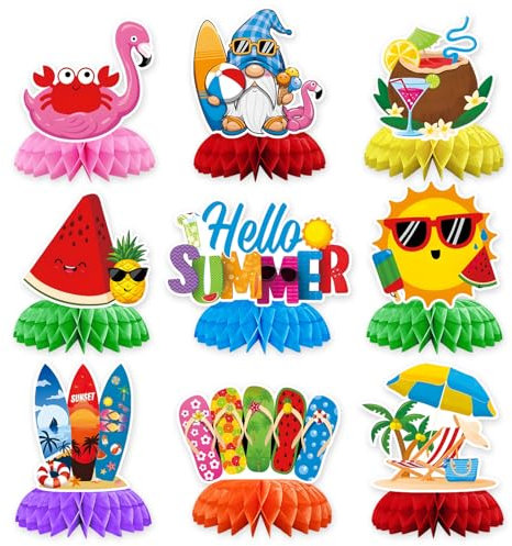 Sommer Tischdekoration, Bienenwabe Mittelstücke Dekoration, Sommer Party Deko, Cocktail Party 3D Waben Tischdekorationen, Honeycomb Dekorationen für Geburtstag Hawaii Hochzeit Sommer Party (A)