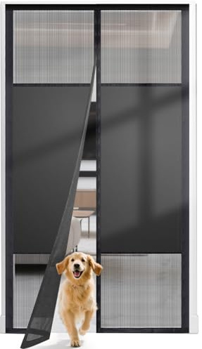 Magnetic Screen Door with Privacy Protection, Thick PET Mesh Screen Fit for Door Size 36x80 Inch(Product Size 38x81 Inch), Pet Friendly Screen Curatin for Doorway to Keeps Bugs Out