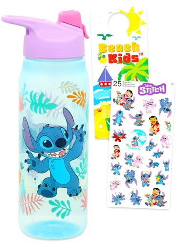 Disney Stitch Ensemble de bouteilles d'eau avec gobelet de 590 ml, autocollants, plus | Bouteille d'eau Lilo et Stitch pour enfants, filles