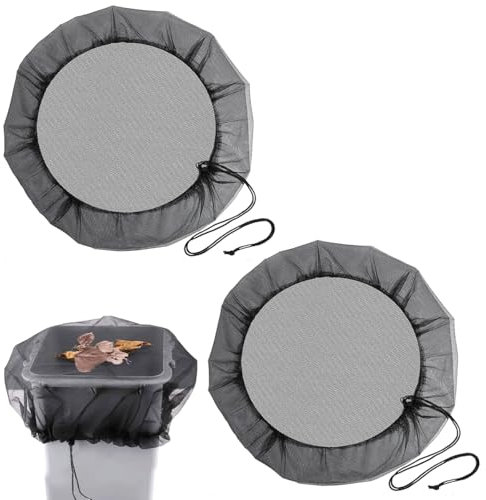 2 Stück Deckel Regentonne mit Zugkordel, 60 cm Verstellbares Regentonnen Netz, Regentonnenabdeckung für Regentonnen mit einem Durchmesser von Weniger als 55 cm, Schutz vor Laub, Stechmücken