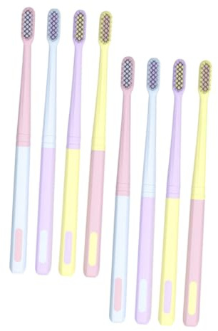FRCOLOR Weiche Zahnbürsten zur Gründlichen Mundpflege für Erwachsene 8 Stück-pack im Japanischen Stil mit Flexiblen Borsten und Pp Griff für Unterwegs
