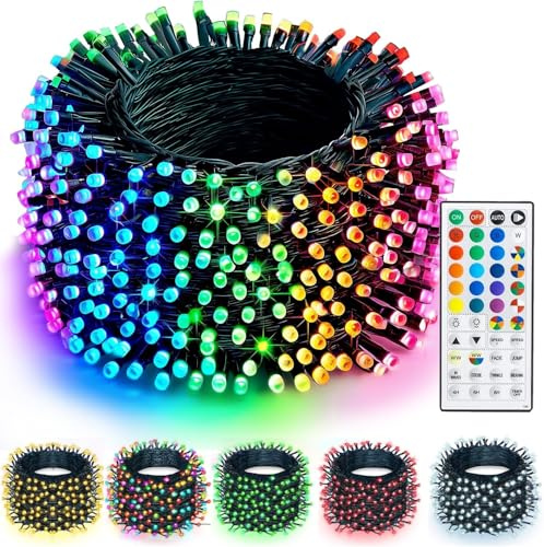 LED Lichterkette für Innen und Außen, Weihnachtsbeleuchtung, Strombetrieben mit Stecker, Ideal für Weihnachten, Party, Hochzeit (APP RGB, 20M/200LED)