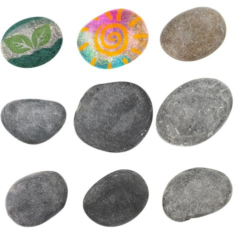 FONDOTIN 9pièces Galets Plats à Peindre Naturelles Pour Décoration De Jardin Et Activités