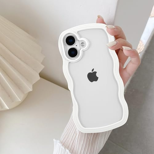 QLTYPRI Kompatibel mit iPhone 17 (6,3 Zoll) Hülle, iPhone 17 Transparent Handyhülle Aesthetic Curly Case Frauen Mädchen Girls Süßes Wellen Design Silikon TPU Bumper Schutzhülle - Weiß