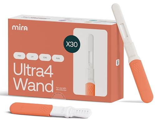 Mira Ultra4 Test Wands, 4-in-1 Hormone Test Strips for Women (LH, FSH, E3G, PdG), 30-Pack for Mira Fertility Analyzer, Lab-Grade Accuracy with Fluorescent Technology, Up to 4× More Sensitive to Low LH