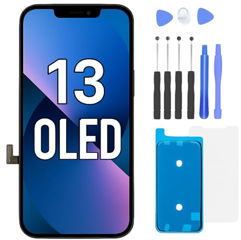 FTDLCD Écran pour iPhone 13 OLED de rechange FHD 6,1 écran tactile numériseur et kit de réparation complet (OLED