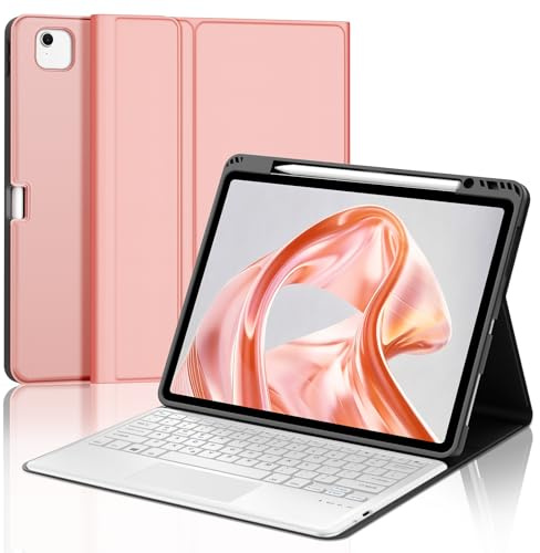 Keyboard Case with Touchpad for iPad Pro 12.9'' & iPad Air 13 inch M4/M3/M2 | Detachable Bluetooth Keyboard for iPad Air 13 2026/2025/2024 & iPad Pro 12.9'' 6/5/4/3 Generation, UK Layout, Rose Gold