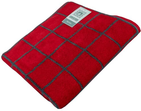 Egeria Duschtuch Karino 100% Baumwolle kariert 70x140 rot | modern kariert, rot, grau