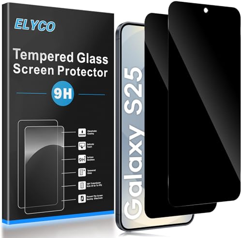 ELYCO Sichtschutz für Samsung Galaxy S25 5G für Panzerglas, 2 Stück | 9H Härte Anti-Spy Schutzfolie, Privacy Displayschutz, Kratzfest, Blasenfrei, Weniger Fingerabdrücke